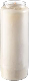Tribello 9 Day Candle, 1 Pack - 7' White Pillar Candles for Memorial, Prayer, Party Decor, and Emergency Use - Unscented Slow Burning 100% Vegetable Wax in Plastic Jar Container