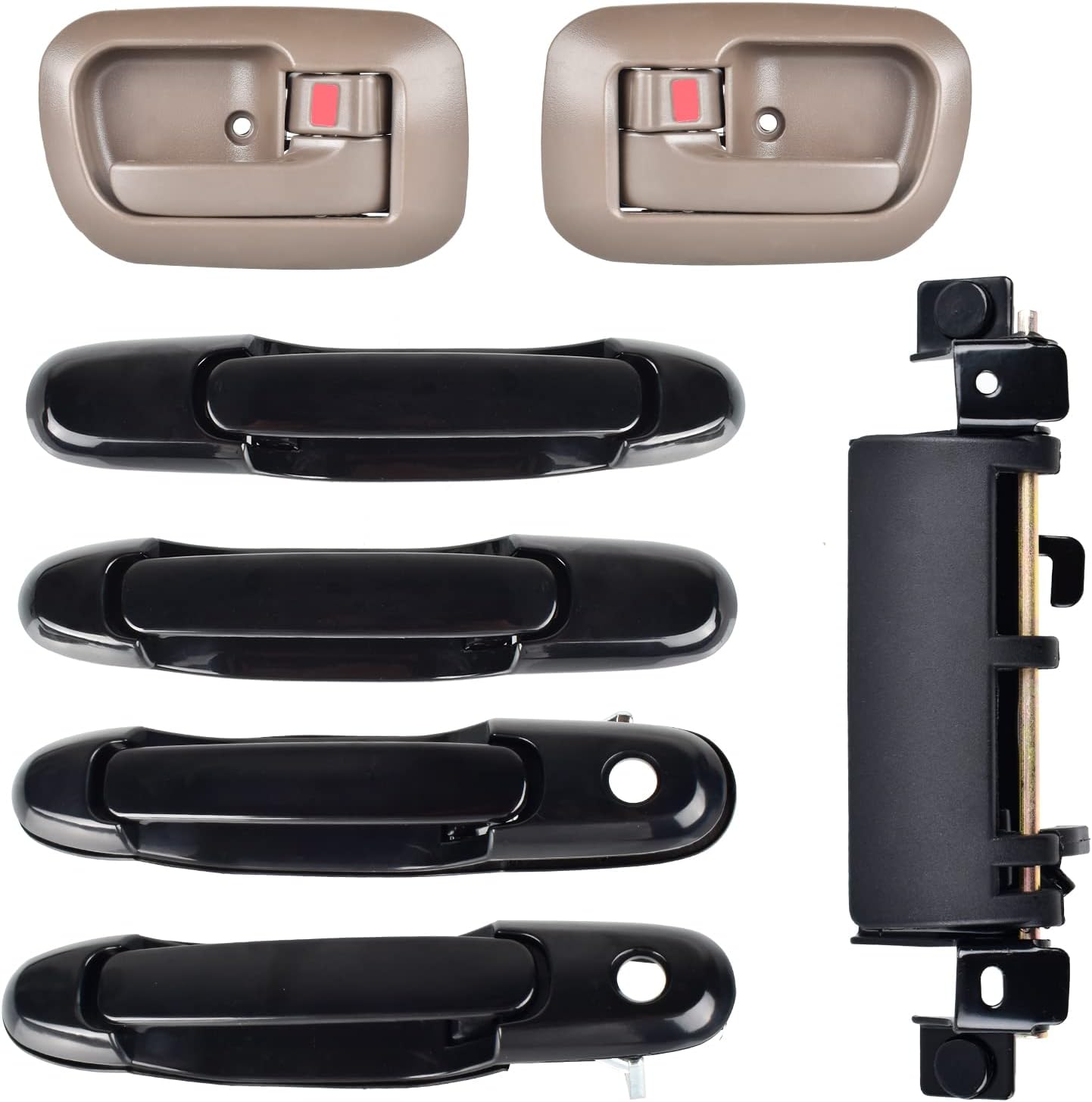 7PCS Door Handle Kit for Toyota Sienna 1998-2003, Front Rear Left Driver/Right Passenger Side Exterior Interior Door Handles & Tailgate Handle, Replace# 80850 80357 80359 80533 80504 79600