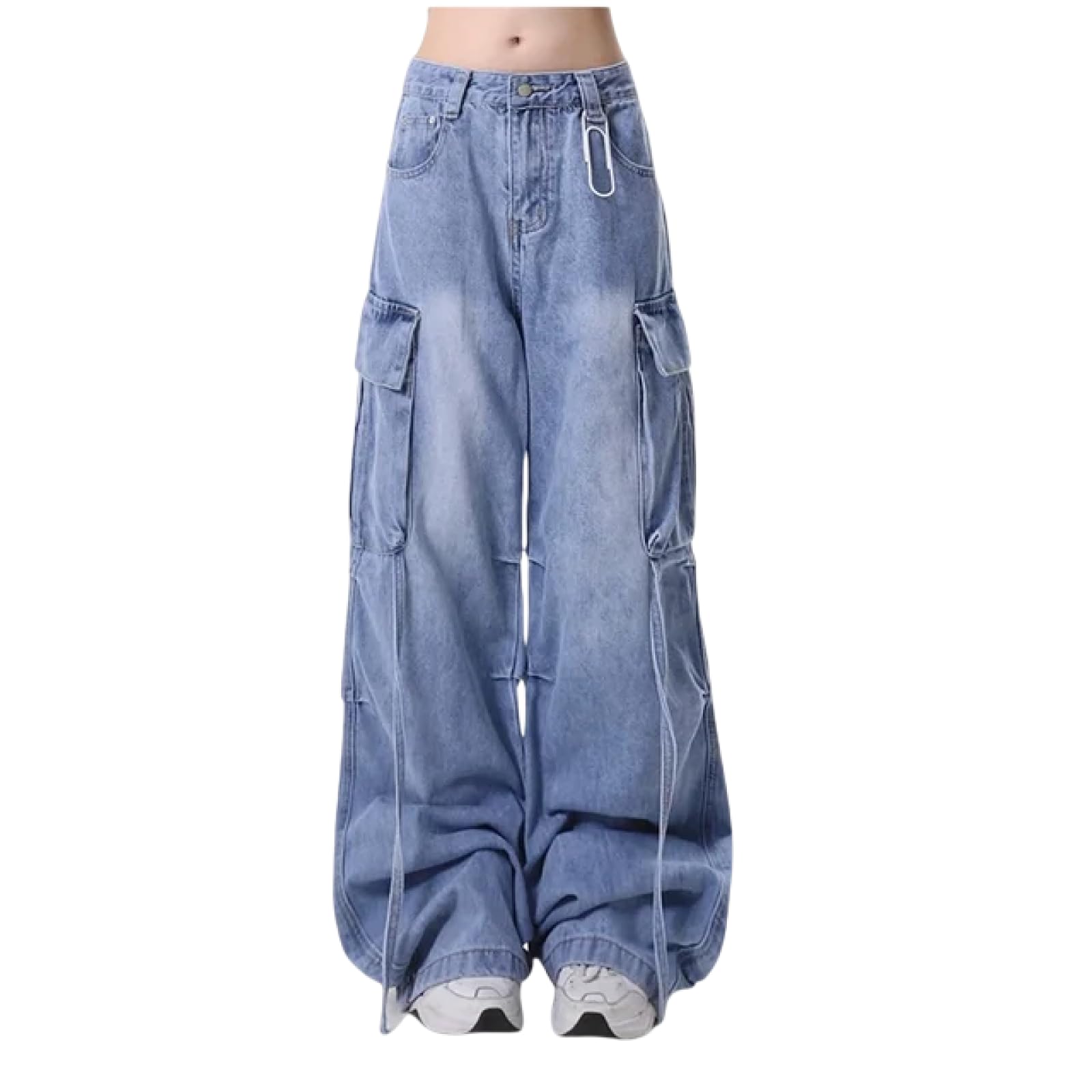 Dżinsy damskie spodnie damskie bojówki damskie Streetwear z wysokim stanem i szerokimi nogawkami