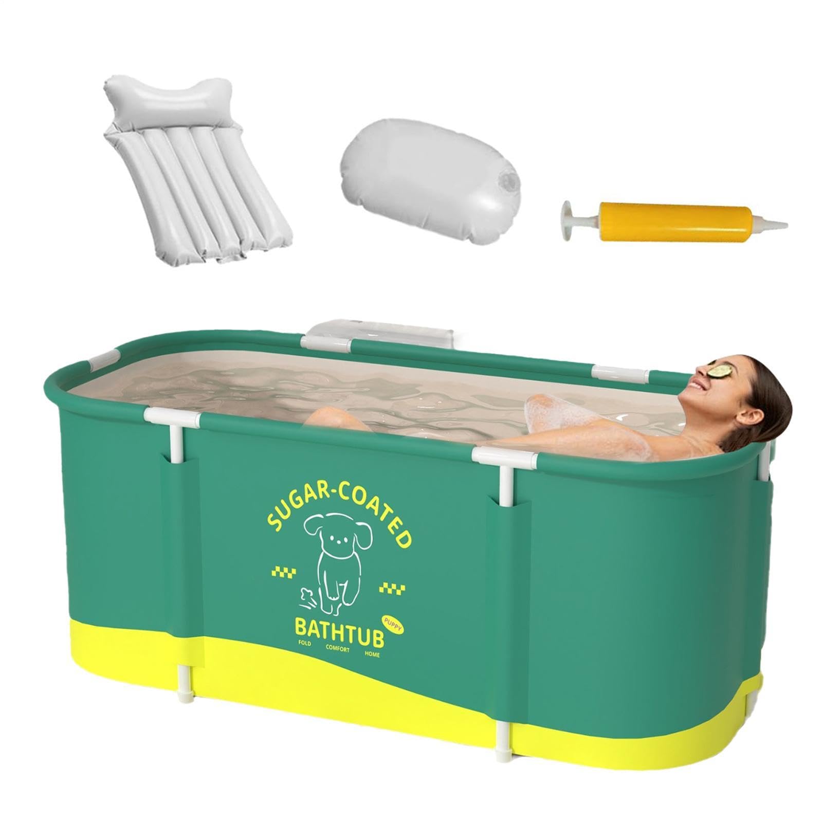 Portátil adulto de gran capacidad reforzada | 115 x 60 x 50 cm agua caliente fría para jardín terraza casa camping al aire libre baño lavado