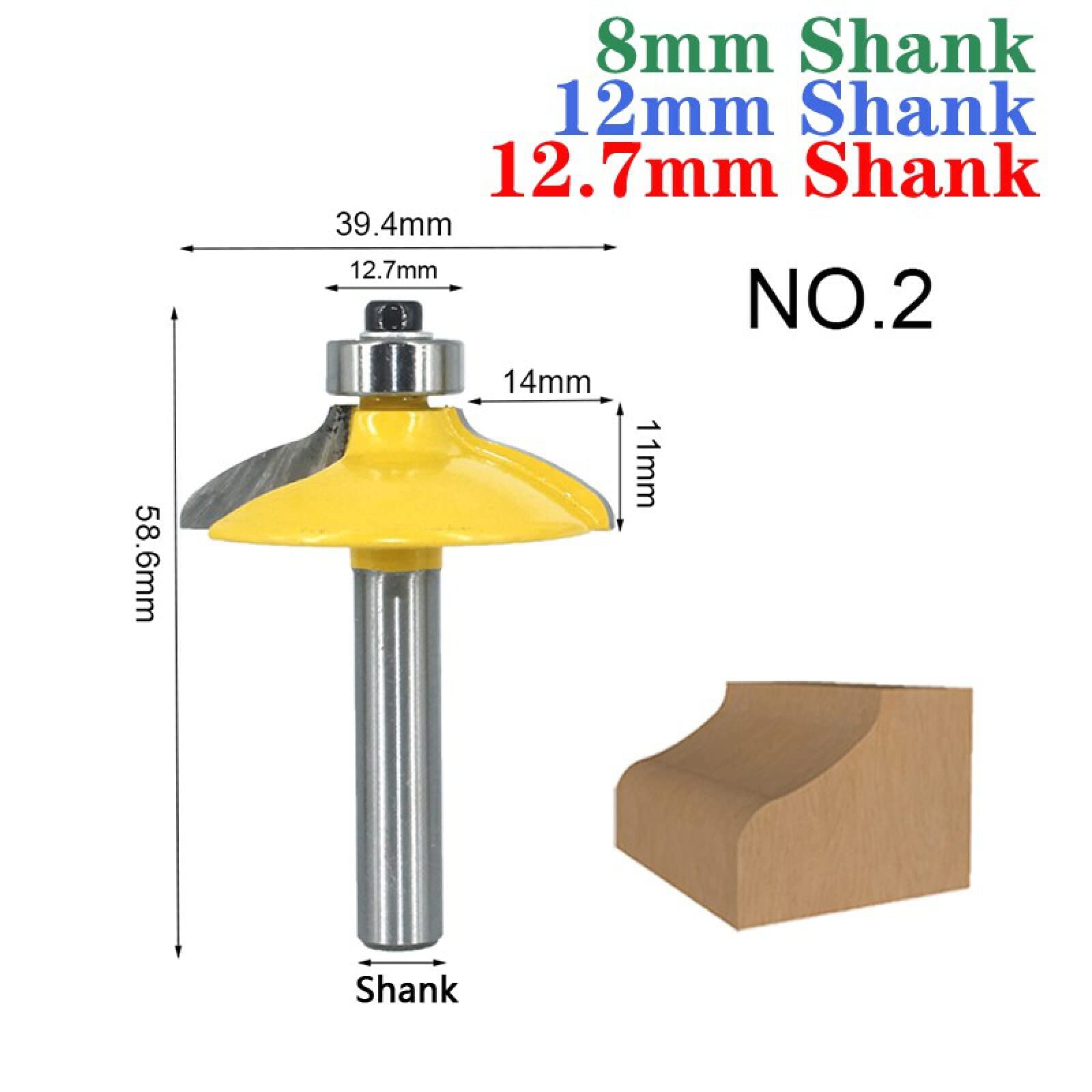 4 pezzi 8mm/12mm/12,7mm gambo del cassetto del router bit set tondo sopra bordare bordo mulino fresa legno fresa in metallo duro lavorazione del legno,gambo 8mm