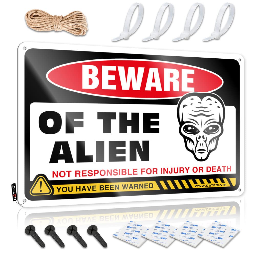 Garage Signs Funny Beware Of Alien Tin Sign Tin Signs For Bar Outdoor Bar Signs(30X40CM)
