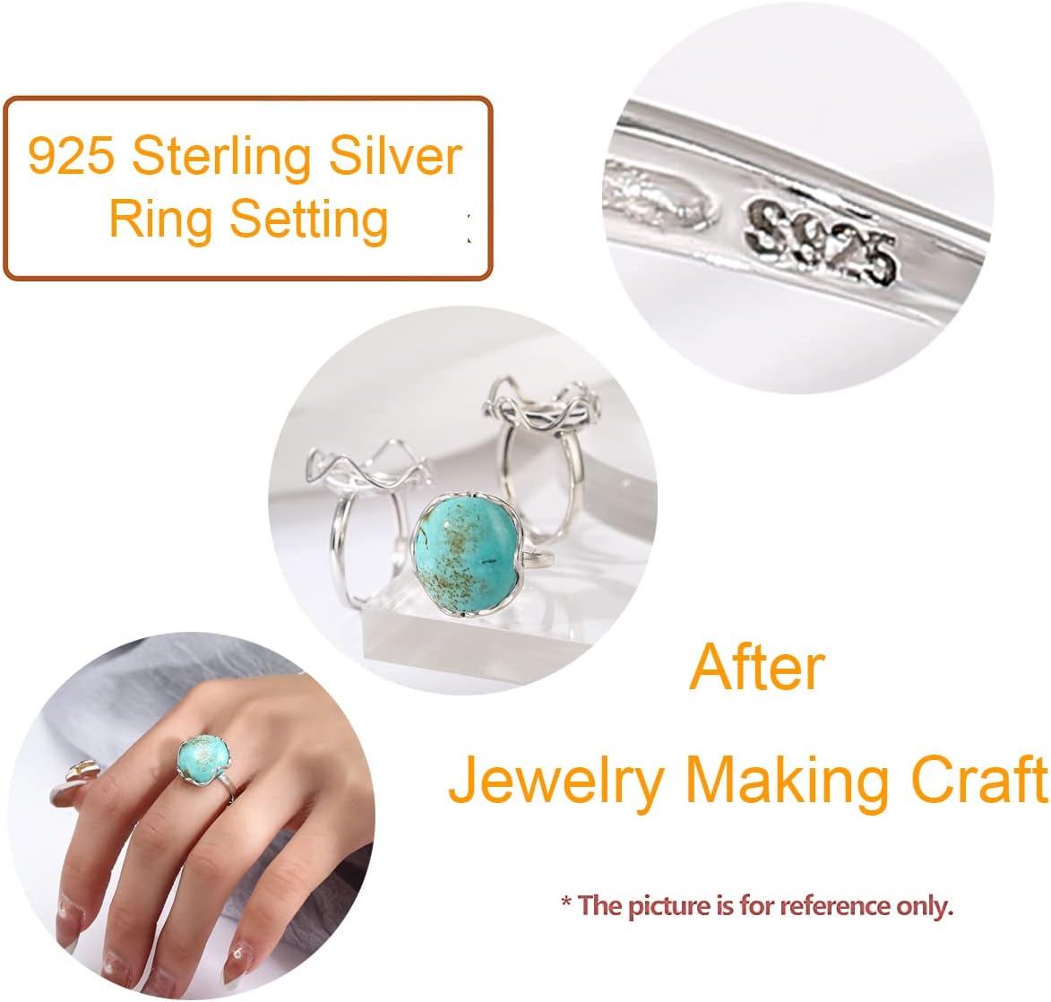 925 Sterling Silver Adjustable Ring Base for 14x15mm Irregular Gemstone Ring Blank Setting Jewelry Making DIY Personalized Gift for Women
