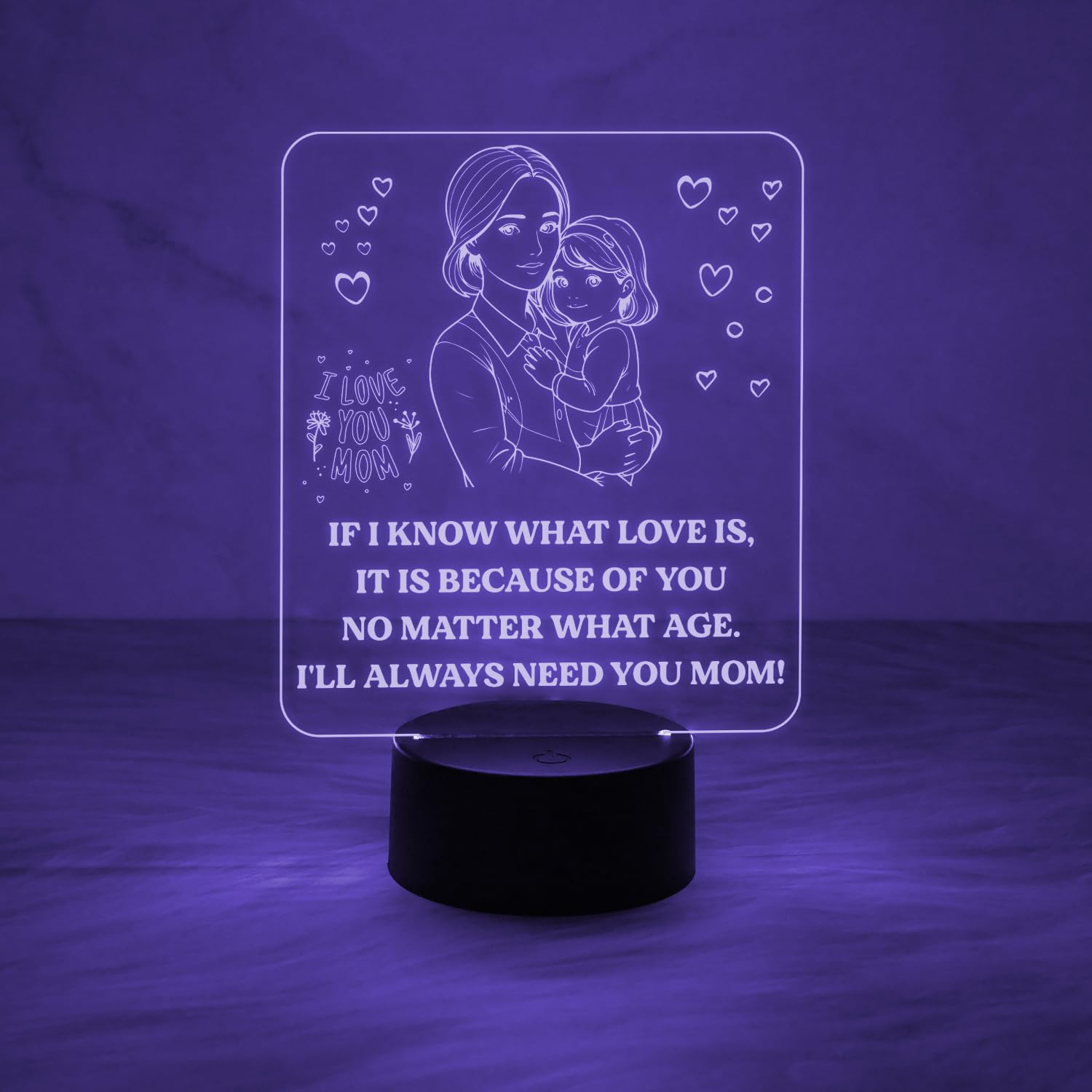 Gift Me Bazar I Will Always Need You Mom Quote Engraved Desk Table Lamp with Automatic Color Changing Light & USB Power Cable | Birthday Gift for Mom | Thankyou Gift for Mom-image-45
