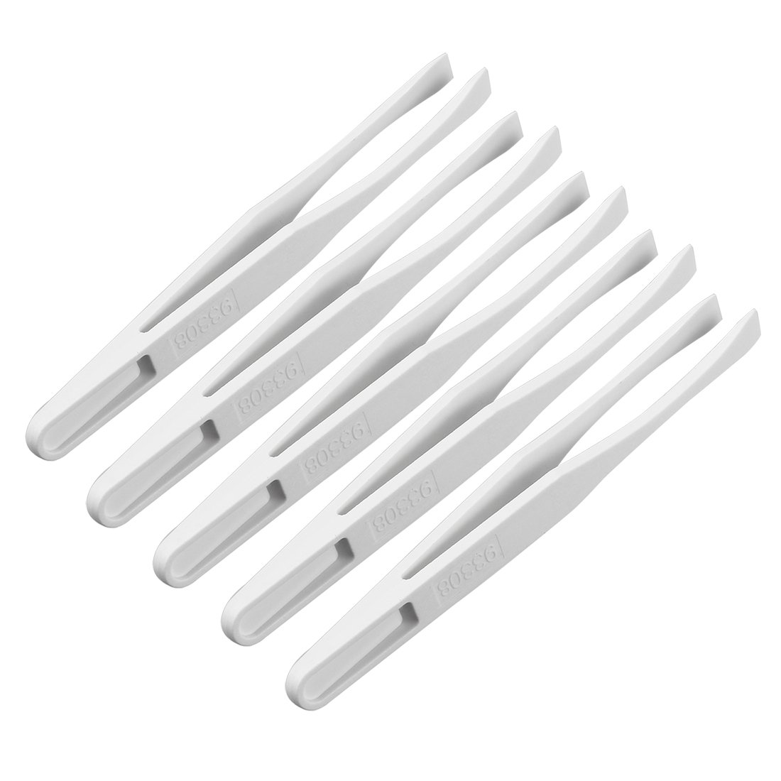 uxcell Plastic Anti-static Tweezers, Precision Flat Tip for Craft DIY Beauty Electronics Repair Tool White 5 Pcs 93308