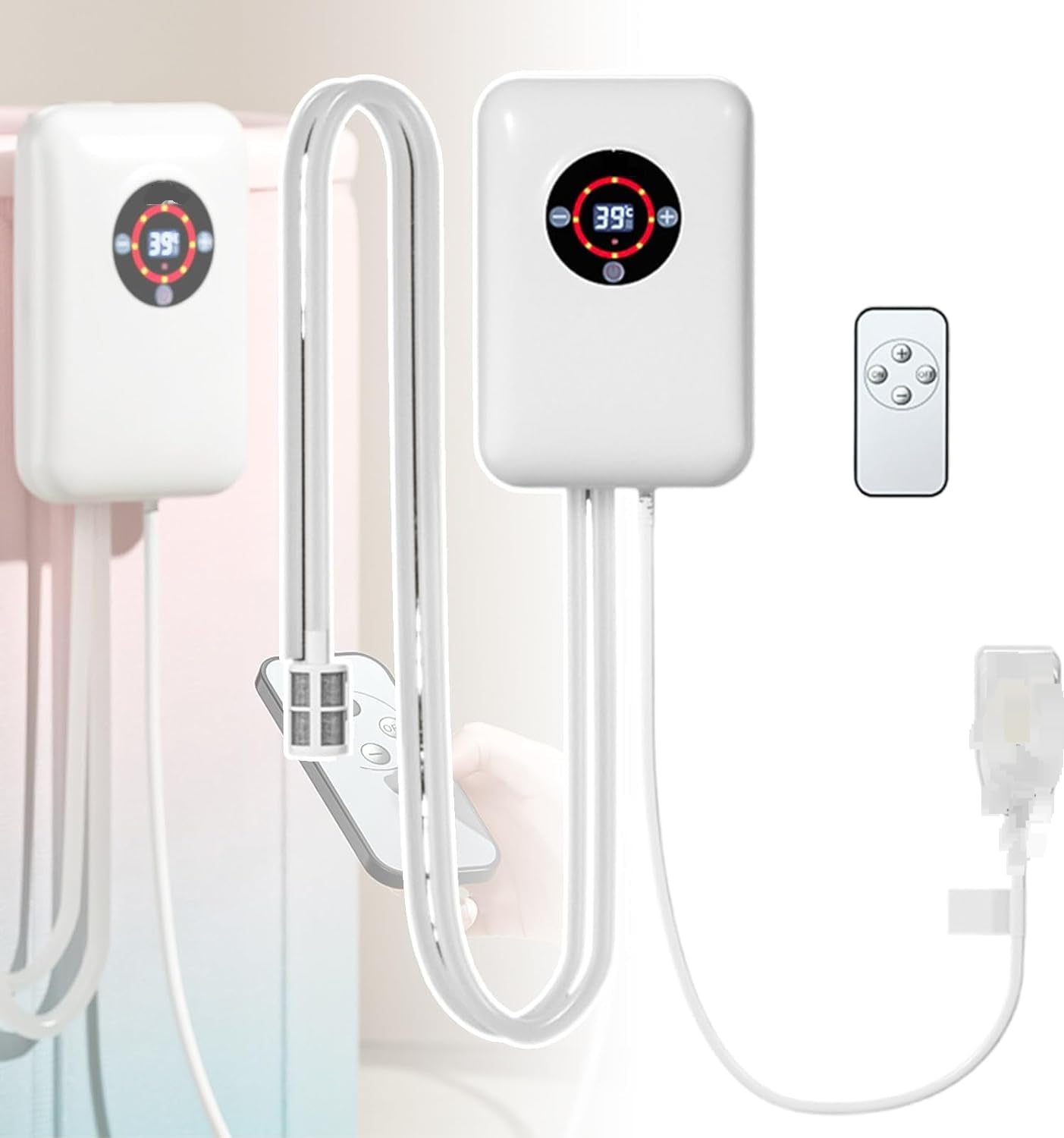 Chauffage Portable de Baignoire avec télécommande, tat 1200W, réglage tatique numérique 30-43 ° C, Cordon d'alimentation sûr Anti-Fuite, Choix Confortable pour Le Bain d'hiver