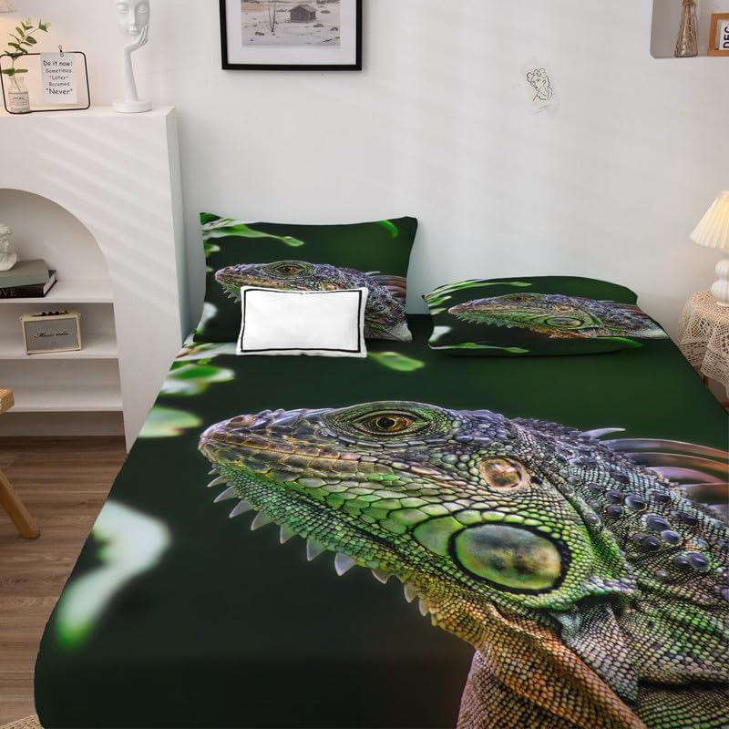 Miniatura 4 de Sábanas Chameleon tamaño Queen  Juego de sábanas y fundas de almohada de lagarto  Lujoso 100% microfibra, estampado de alta cantidad de hilos,