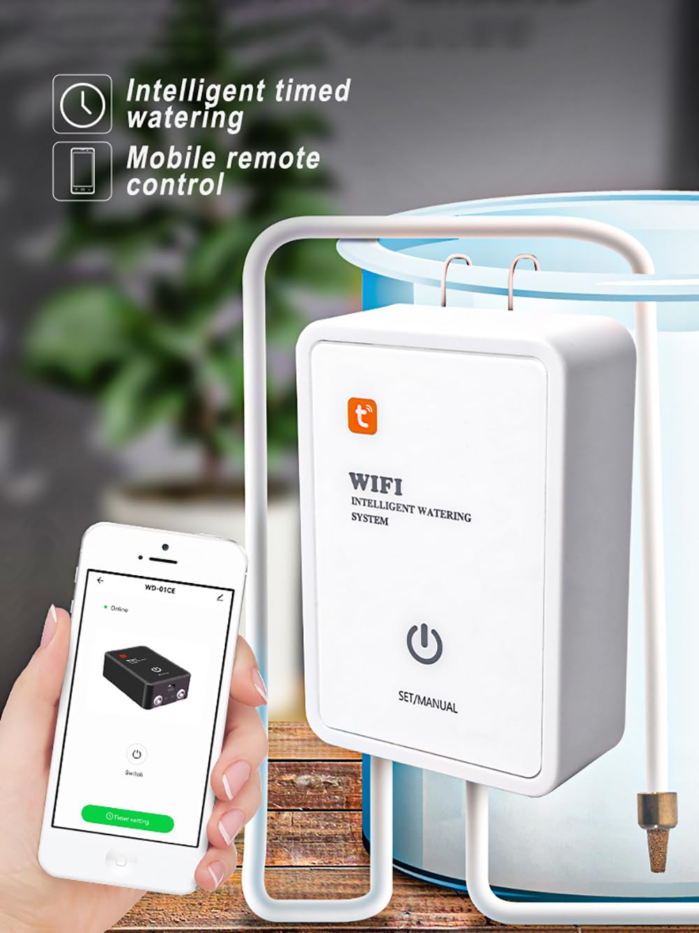 Sistema di Irrigazione Automatico WiFi per 16 Piante in Vaso, Kit di Irrigazione a Goccia Fai-da-Te per Interni con Timer della Pompa dell'Acqua Programmabile, Controllo Remoto