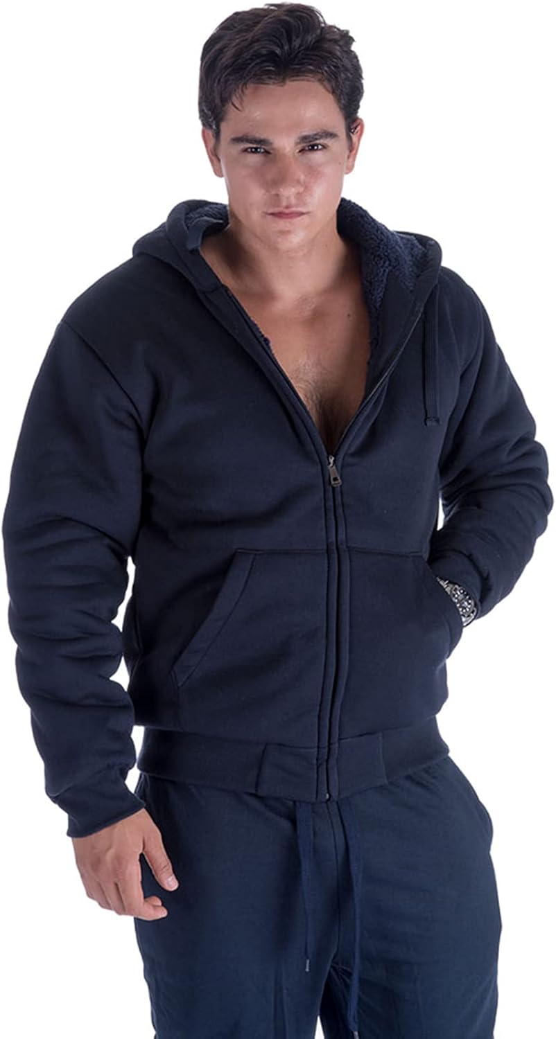 Yasumond Hoodies for Men Zip Up Sherpa Lined Heavyweight Coats Warm Winter Jackets