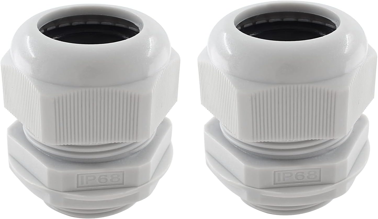 2 Pcs 1-1/4 Inch NPT Cable Glands Cord Grips, Nylon Strain Relief Wire Glands Waterproof Cable Gland Connectors for Professional Electrical Installations (Black)