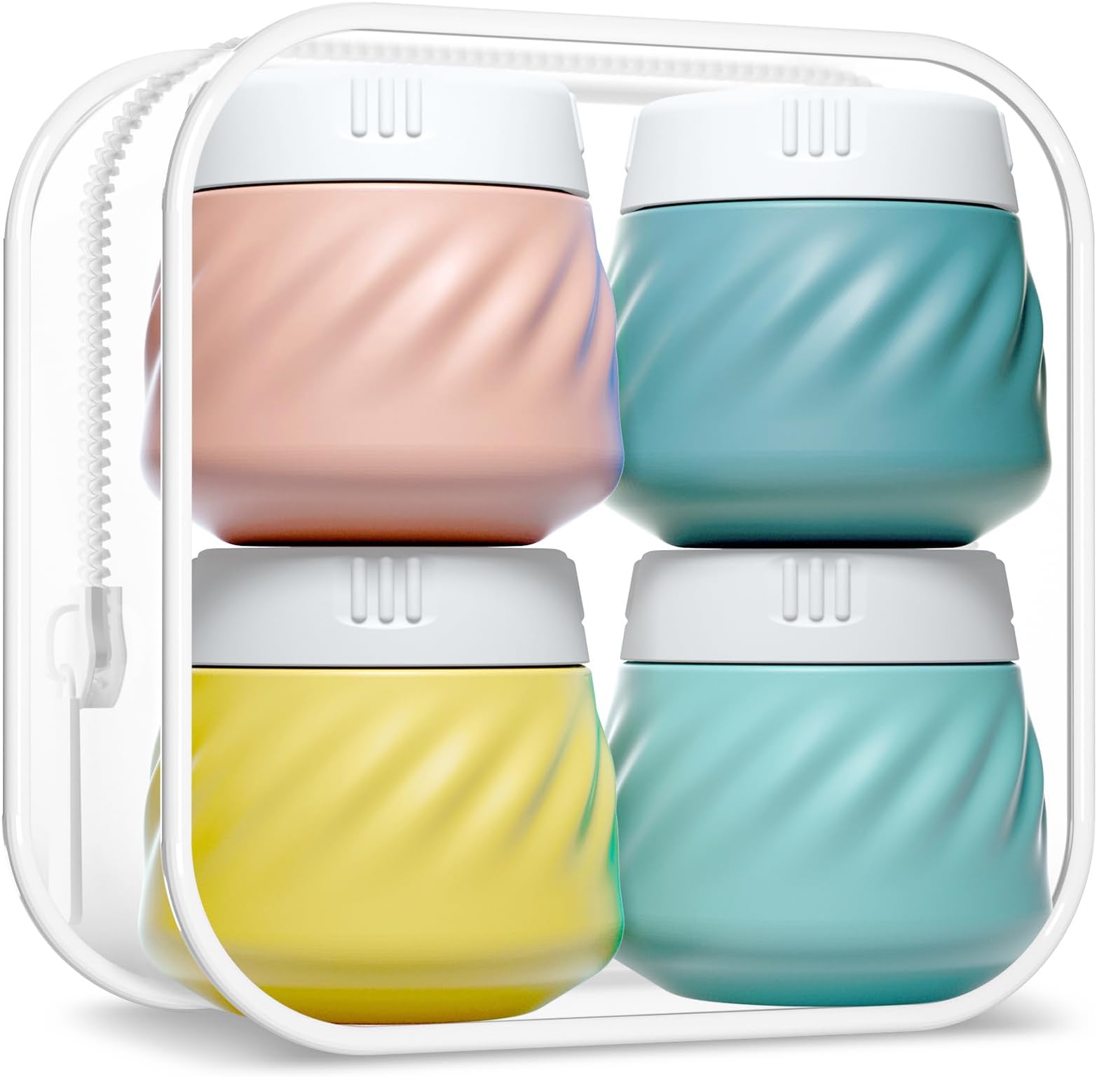 Gemice Travel Containers for Toiletries, Silicone Cream Jars TSA Approved Travel