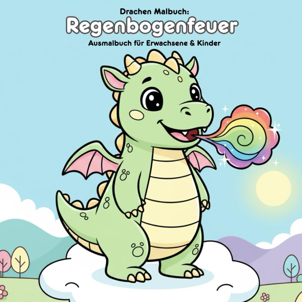 Drachengeschichte & Malbuch: Regenbogenfeuer: Für Erwachsene & Kinder: 36 Ausmalbilder im Format 21.59 x 21.59 cm. Eine magische Drachengeschichte mit zauberhaften Motiven für kreative Köpfe.