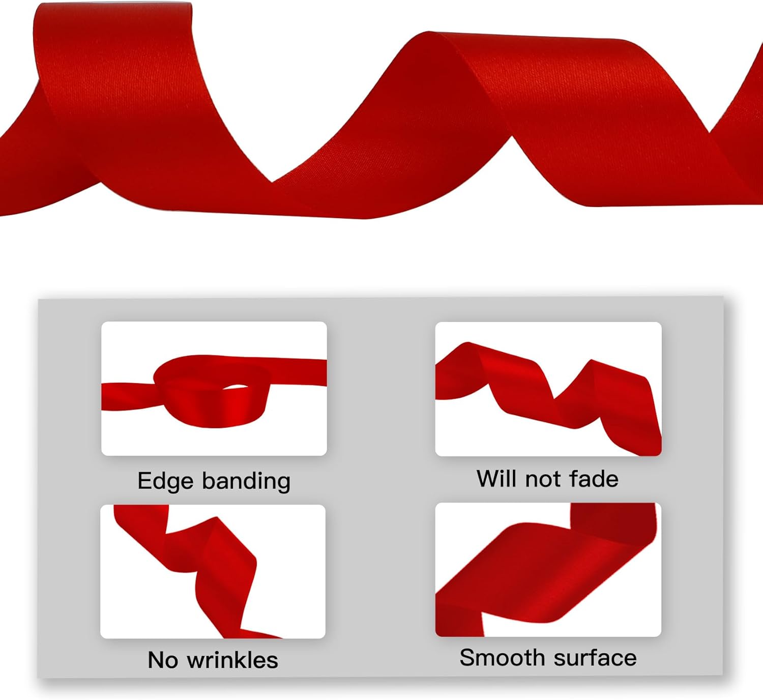 Red Ribbon 1-1/2 inch, 50 Yards Fabric Satin Ribbon, Double Faced Wide Silk Ribbons for Valentine Gift Wrapping Flower Bouquet DIY Craft Hair Bow Wedding Valentine Party Decorations - Image 4