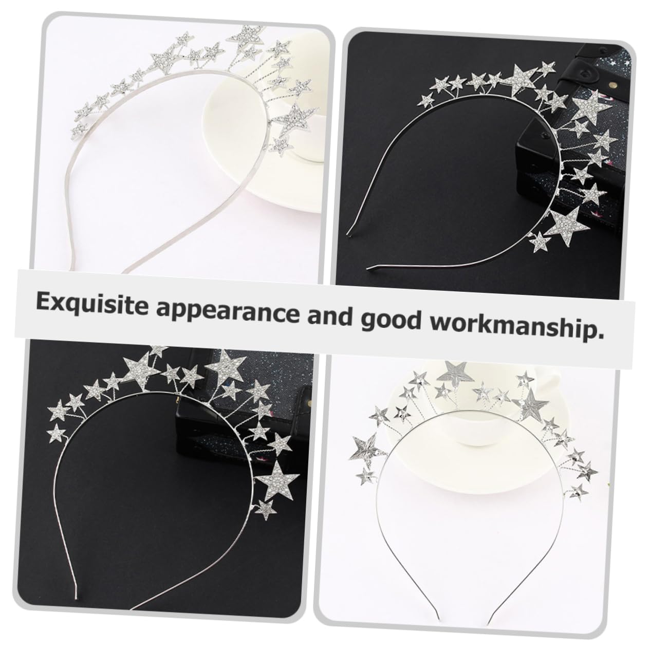 FRCOLOR 4 Pezzi Fascia Per Con Stelle Di Strass Per Donne Fascia Larga Per Da Sposa Fasce Larghe Per