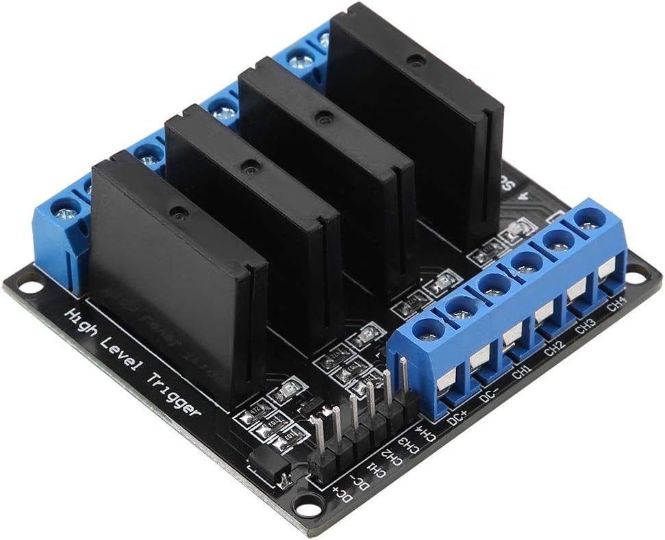 Solid State Relay, 4-Channel 5V Solid State Relay DC to AC Solid State Relay Module High Level Trigger with 2A