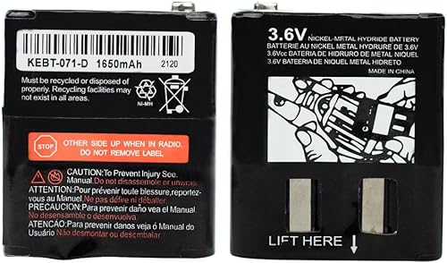 Paquete de 2 baterías recargables de radio bidireccional 3.6V 1650mAh para Talkabout Motorola 53615 KEBT-071A KEBT-071-B KEBT-071-C KEBT-071-D