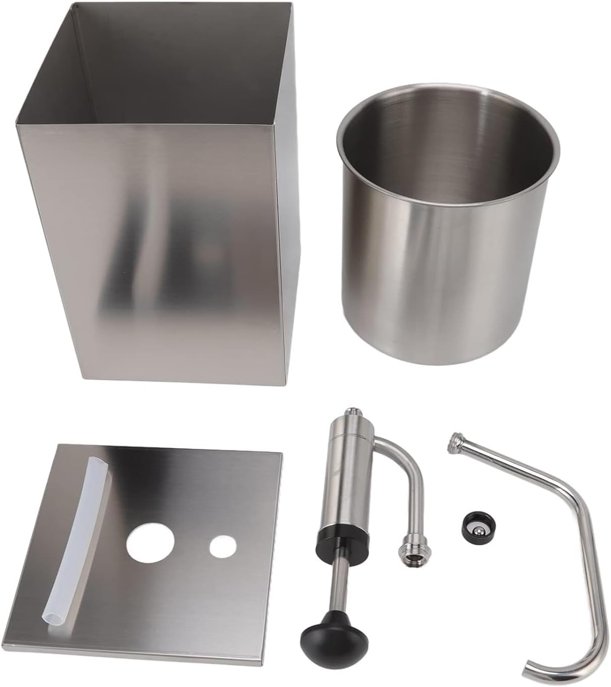 Sauce Pump Dispenser, Stainless Steel Sauce Dispenser Pump with Removable Storage Tank, Quick Rebound & Drip-Proof, Durable Single Head Design for Syrup, Condiments and Dressings