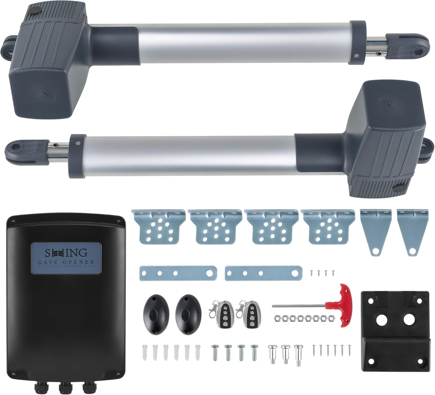 CO-Z Motore Cancello Battente 2 Ante Kit Automazione Cancello Battente con 2 Telecomandi per Porte Fino a 600kg 6m Cancello Automatico Battente con Sensori a Infrarossi Batteria Solare Compatibile