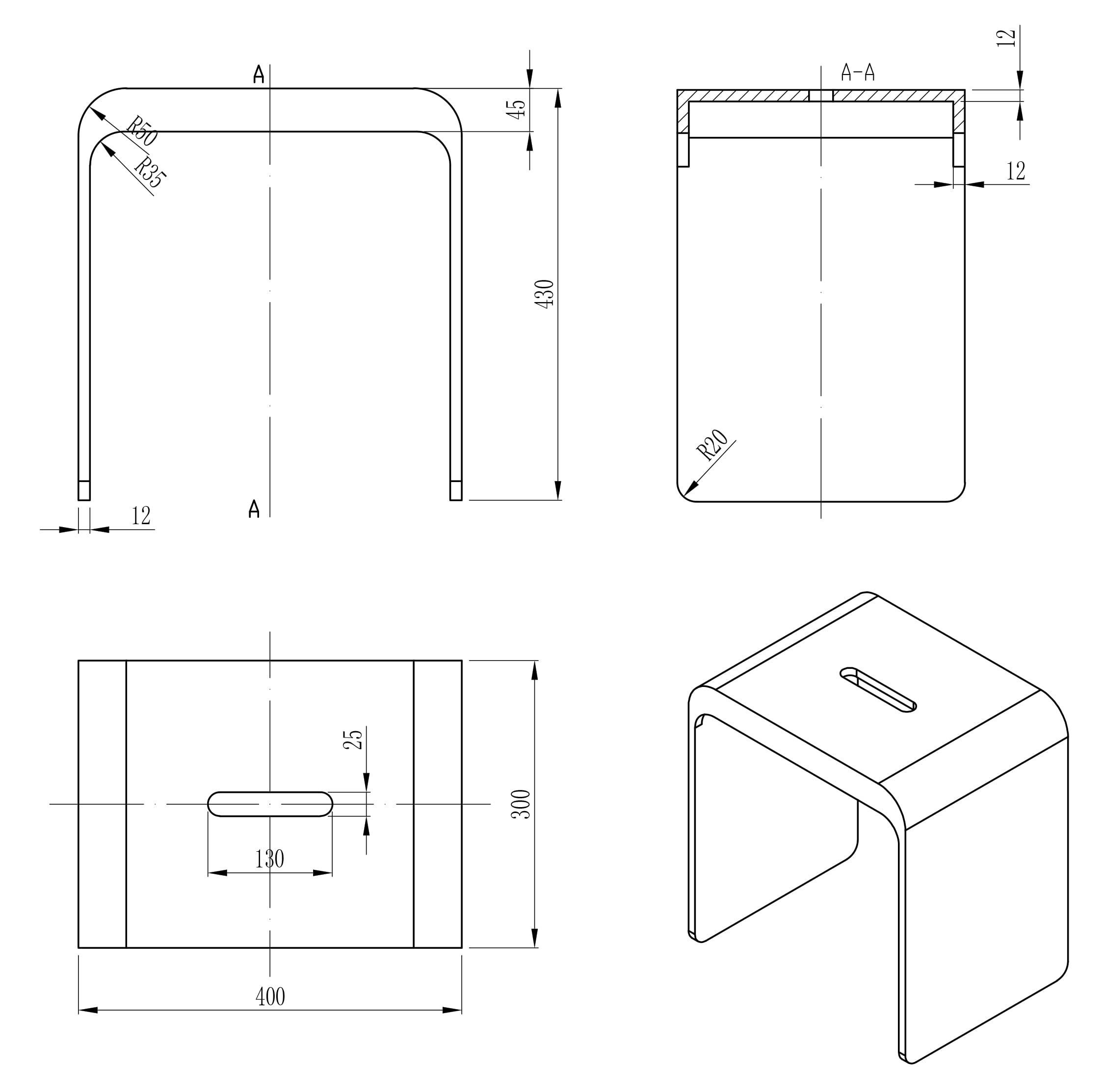 BERNSTEIN® Badhocker aus Mineralguss PB4006 Duschhocker, variabel einsetzbarer Sitzhocker