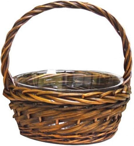 Set of 2 Round Long Handled Willow Basket
