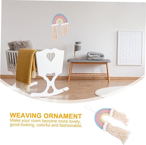 Miniatura 3 de SWOOMEY 1 pieza de adorno colgante de borla arcoíris macramé arco iris colgante macramé arco iris decoración de pared macramé arco iris decoración