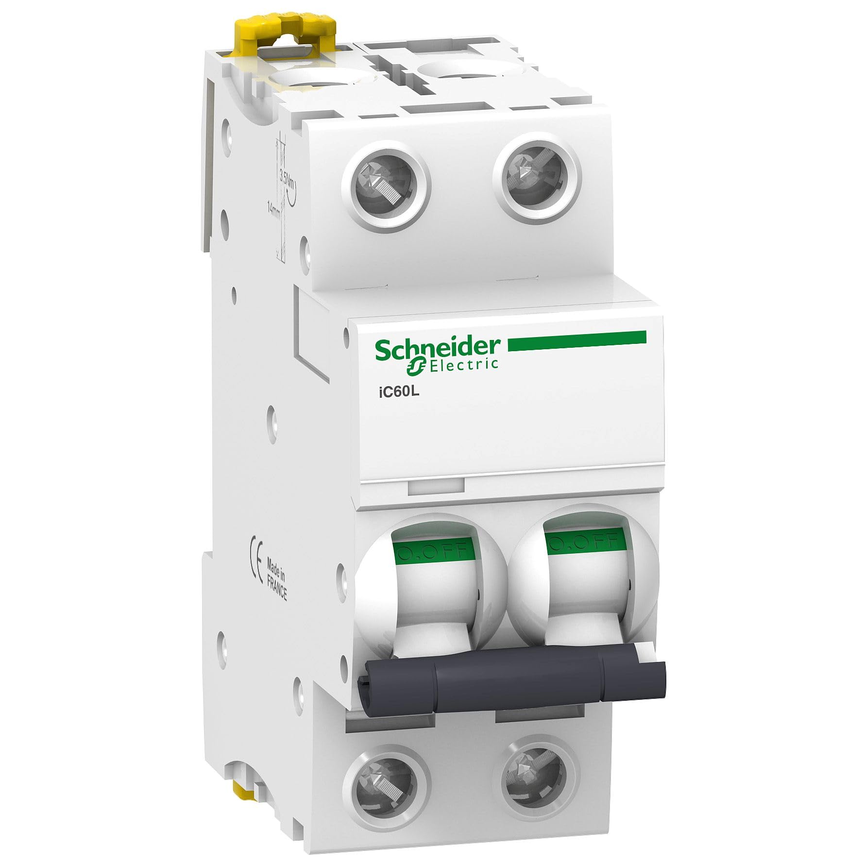 Schneider Electric a9 °F92210 ic60l, Acti 9, Z Curve Circuit Breaker, 2p, 85 mm height x 78.5 mm x 36 mm 10 A, AC, 50/60 Hz – White