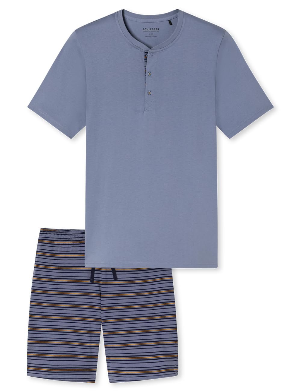 Schiesser Herren Schlafanzug Pyjama kurz mit Knopfleiste Single-Jersey - Casual Nightwear