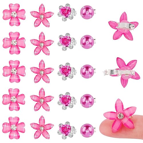 Miniatura 8 de Ahoney 20 mini clips para el cabello con flores blancas con diamantes de imitación, bonitos horquillas para el cabello, decoraciones para bodas,