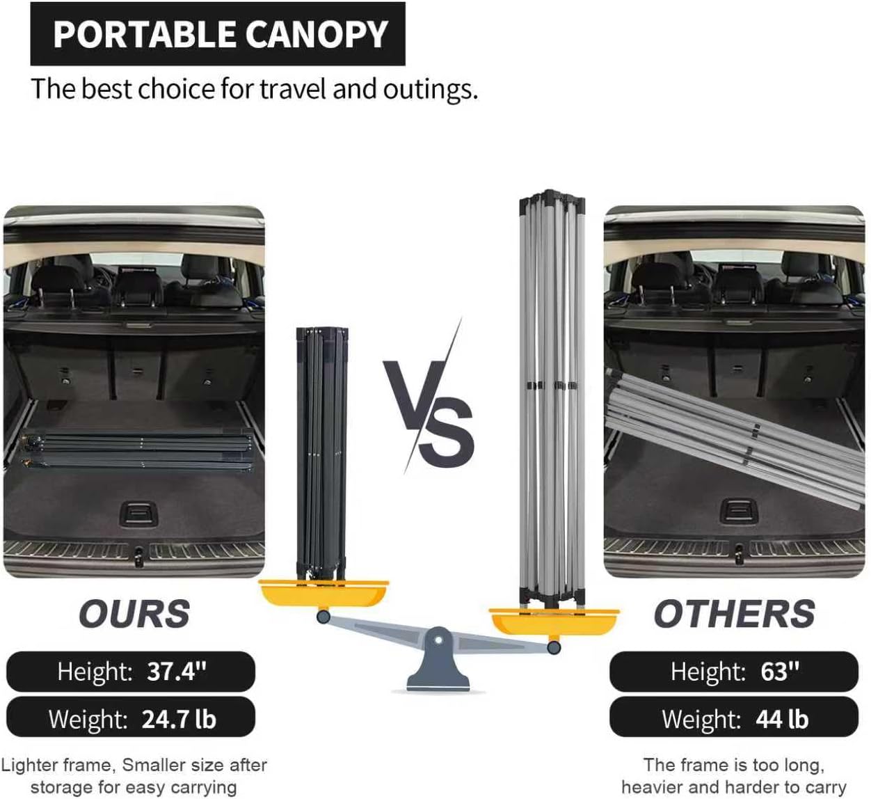 10x10 Pop Up Canopy Tent with 2 Sidewalls, Easy Up Canopy Outdoor Party Sun Shade Tent Portable Gazebo for Beach Camping Events with Carry Bag and 4 Sand Bags