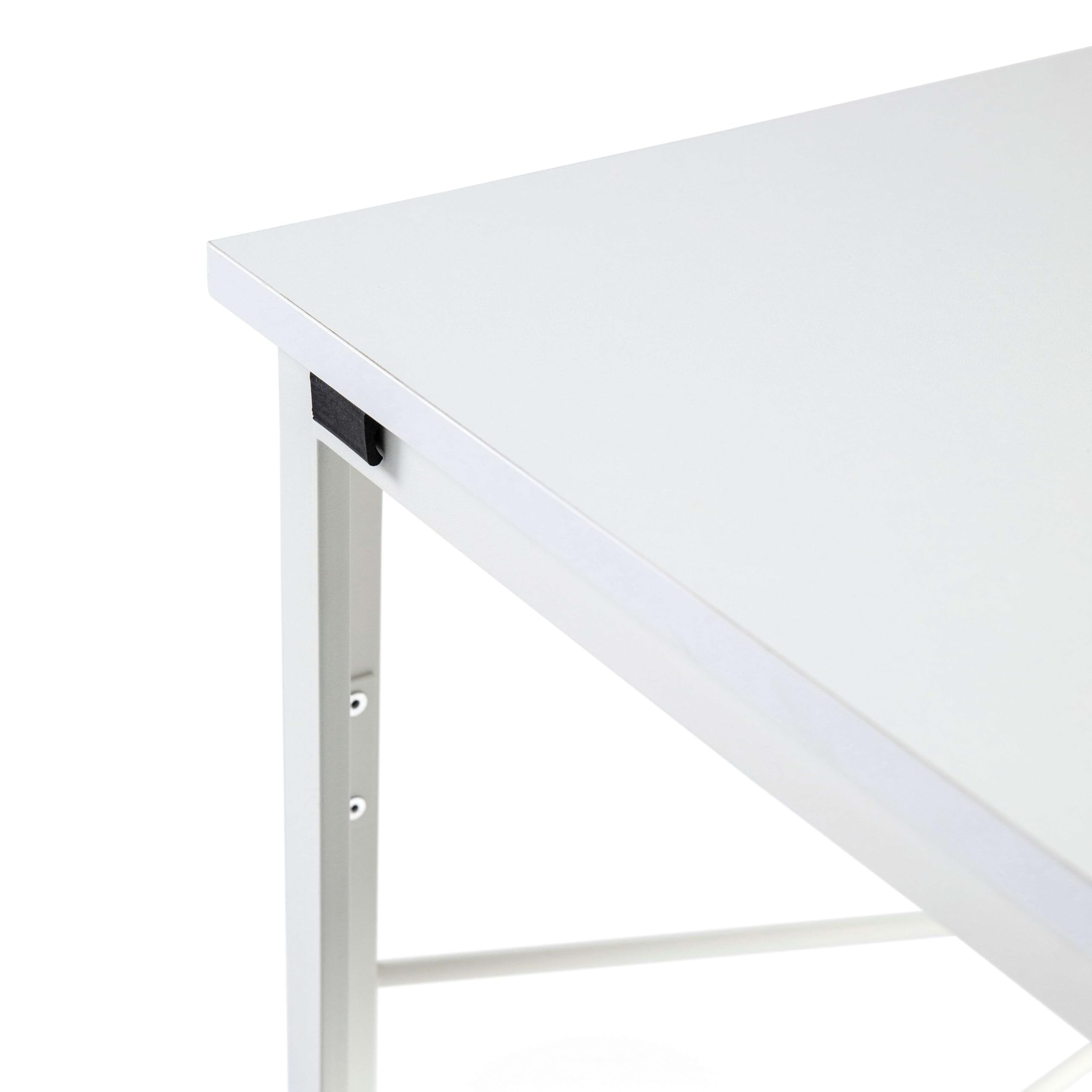 Miroytengo Mesa Escritorio Plegable Fed de Oficina Estilo Moderno con Estructura Metálica en Color Blanco 100x73x50 cm