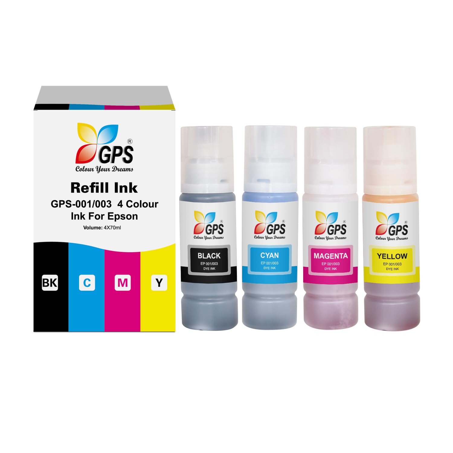 GPS Colour Your Dreams 001 Compatible Ink for Epson Printers 001 Ink Replacement for Vibrant Prints