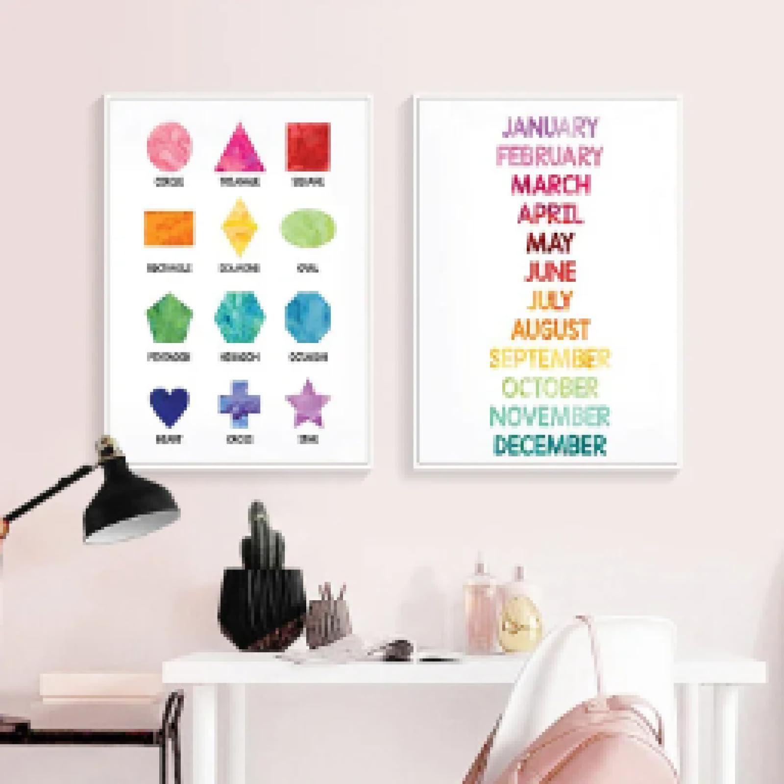 Cuadro de lienzo con números y alfabeto para habitación de bebé, educativo, para dormitorio infantil, impresión artística sobre lienzo, 60 x 80 cm, 2 piezas, sin marco