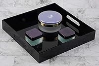 Vista 88 de Bandeja de servir de acrílico blanco brillante con asas resistentes - 10x15 pulgadas - Bandeja para servir café, aperitivos, desayuno, mayordomo