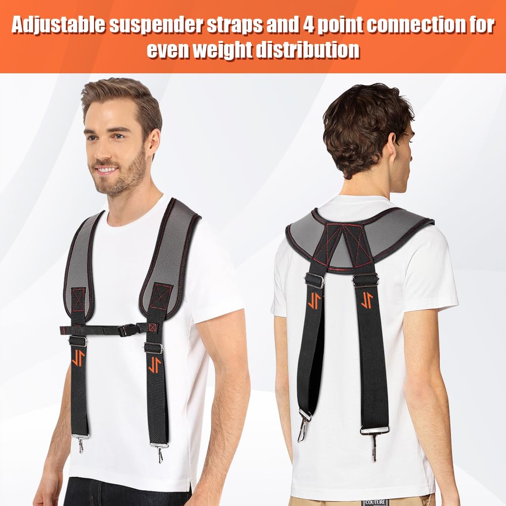 Ceinture à Outils de Charpentier Ceinture à Outils avec Bretelles Pochette à Outils Multi-Poches Sac à Outils Réglable avec Poches à Bretelles, Ceinture Utilitaire de