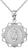 Religious Jewelry 925 Sterling Silver Miraculous Medal Of Blessed Virgin Mary Round Pendant Necklace