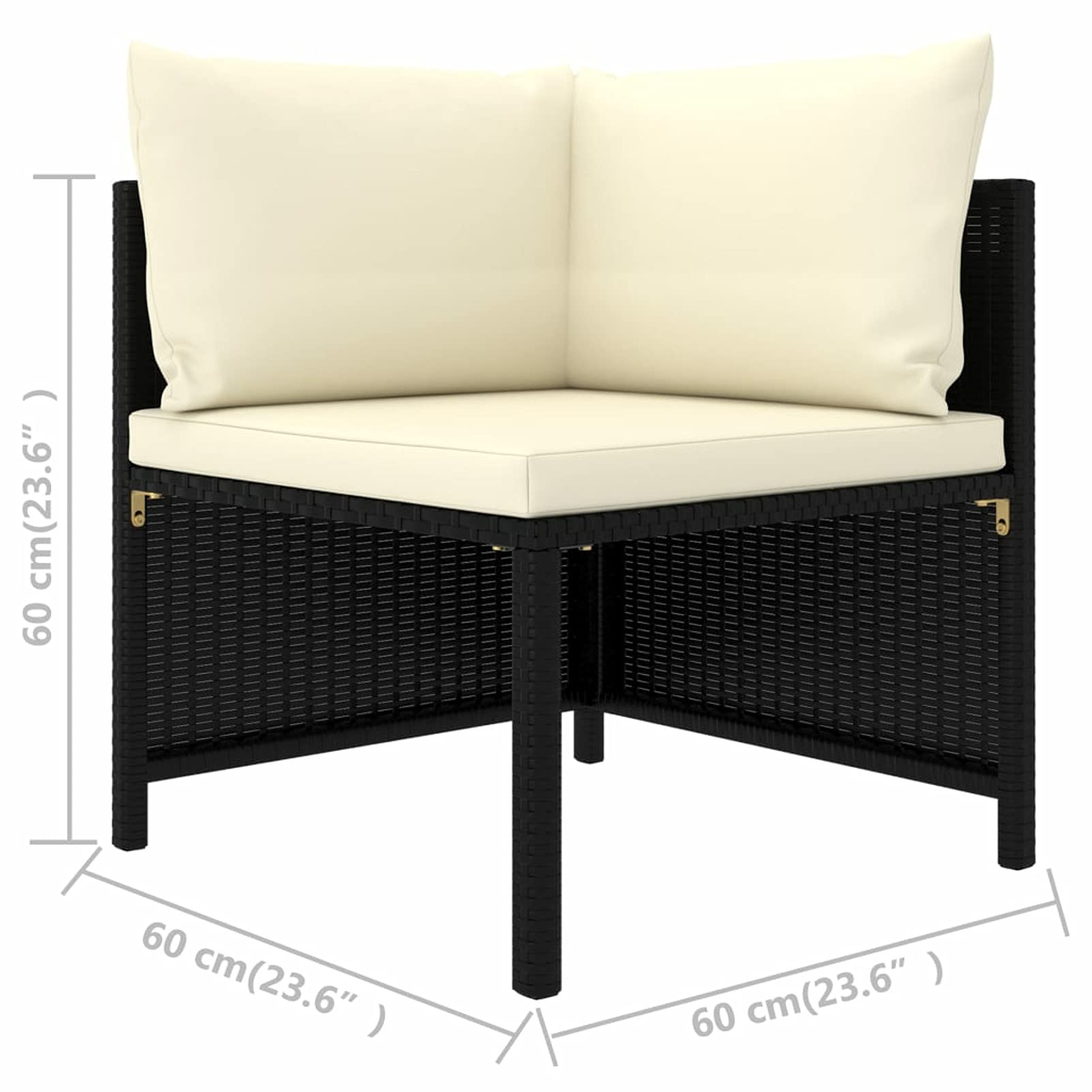 Divano da Giardino a 3 Posti con Cuscini in Polyrattan Nero,Divano da Giardino,Divanetto da Giardino Esterno-313513