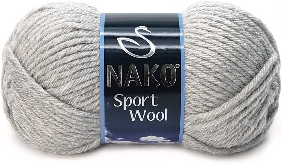 Nako Sport Wool,Wool Knitting Yarn,(4Balls) Each Skein(Ball) 3.53 Oz (100g),You can use it for Knitting Scarves, Berets, Cardigans and Similar (Light Grey 195)