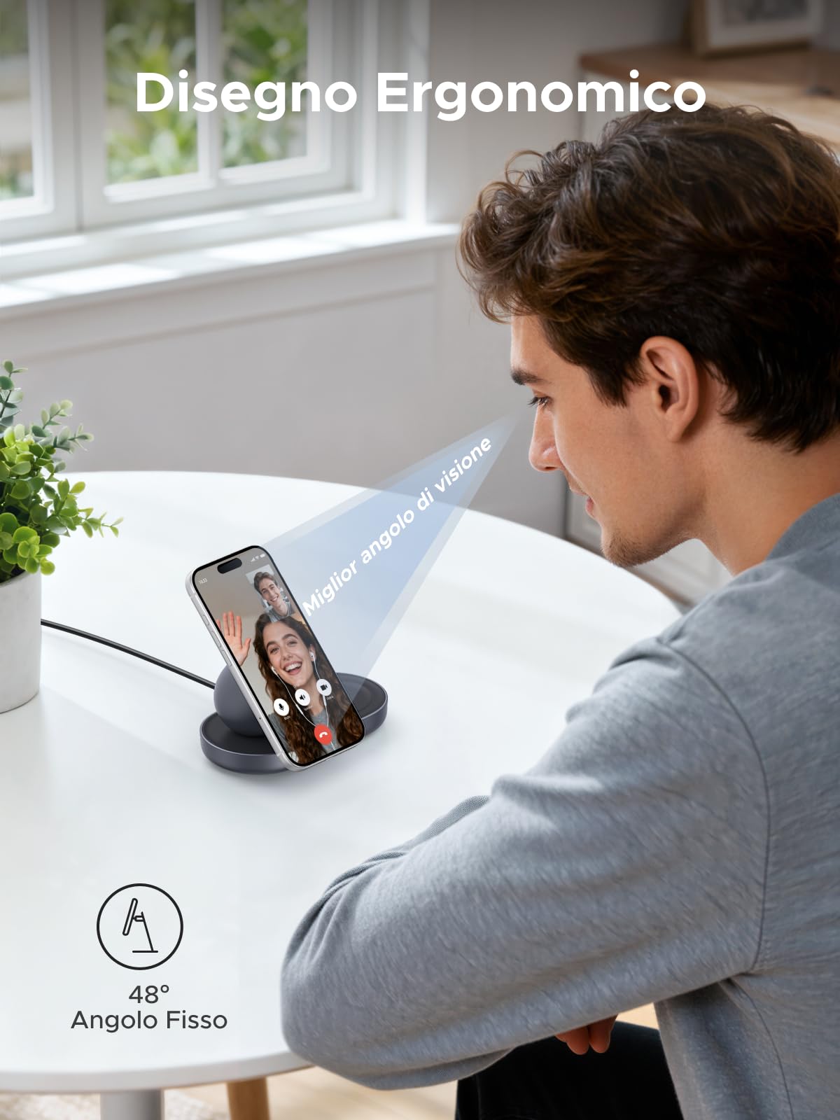 UGREEN Zapix Caricatore Wireless iPhone Certificato Qi2 15W Base Ricarica Rapida Magnetico 2 in 1 Compatibile con Magsafe iPhone 17 Pro Max Plus Air 16 15 14 13 12 AirPods 4 3 Pro 3 2 1 (Nero)