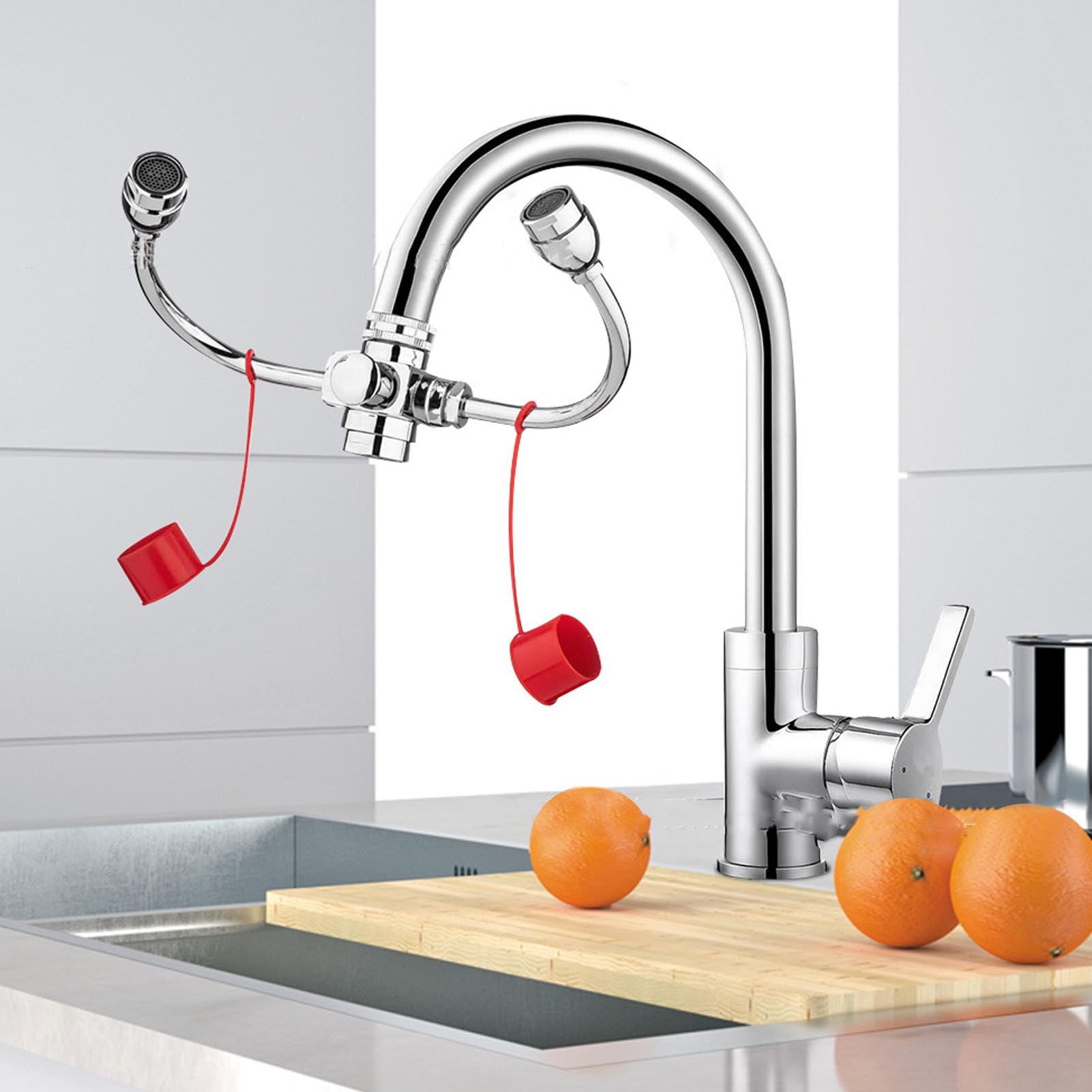 Wasserhahn Montierte Augenwäschestation mit Abdeckung, Erste -Hilfe -Augenwaschstation Sink -Ansatz, Augenwascheinheit mit 3 Adaptern und Kontinuierlicher Fluss für Labor