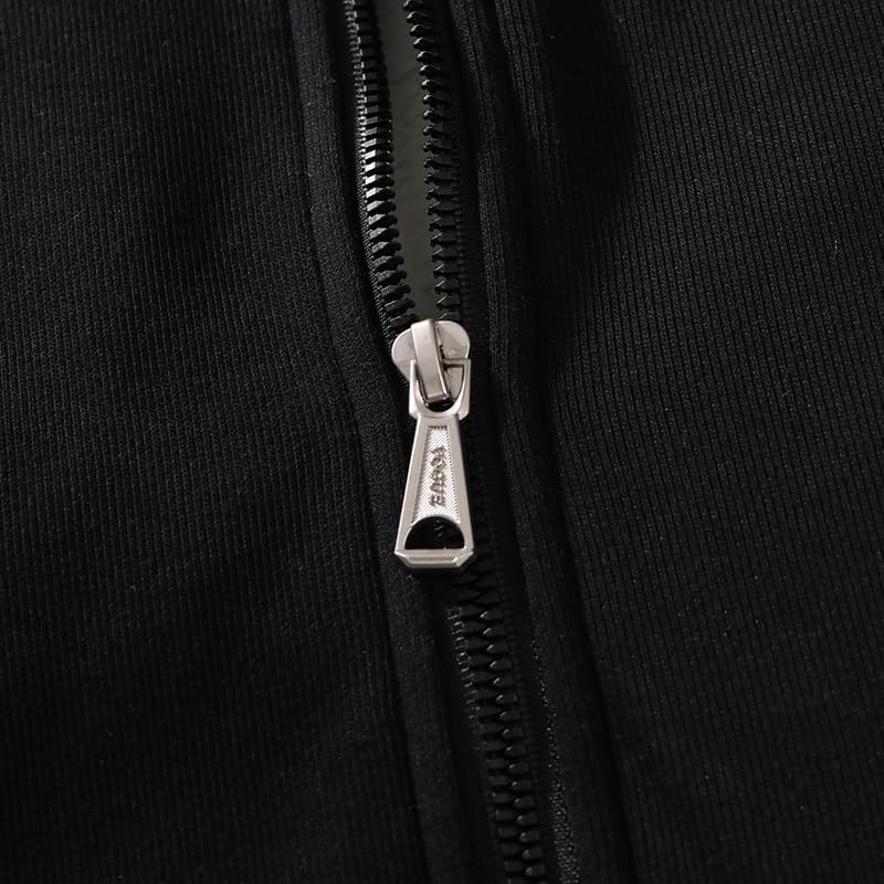 Men's Padded Windbreaker Jacket Full Zipper Black Casual Sport Minimalist Design Jacket