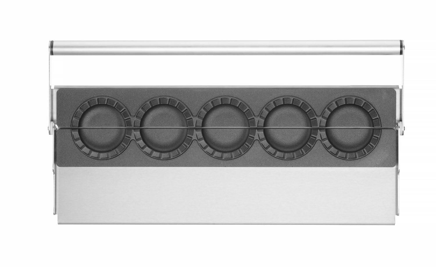 HENDI Macchina per gnocchi, manuale, stampo per la preparazione di 5 dumplings volta, produttore di ravioli, rivestimento antiaderente, pressione uniforme, pressa per ravioli, 470x140x(H)95mm, inox