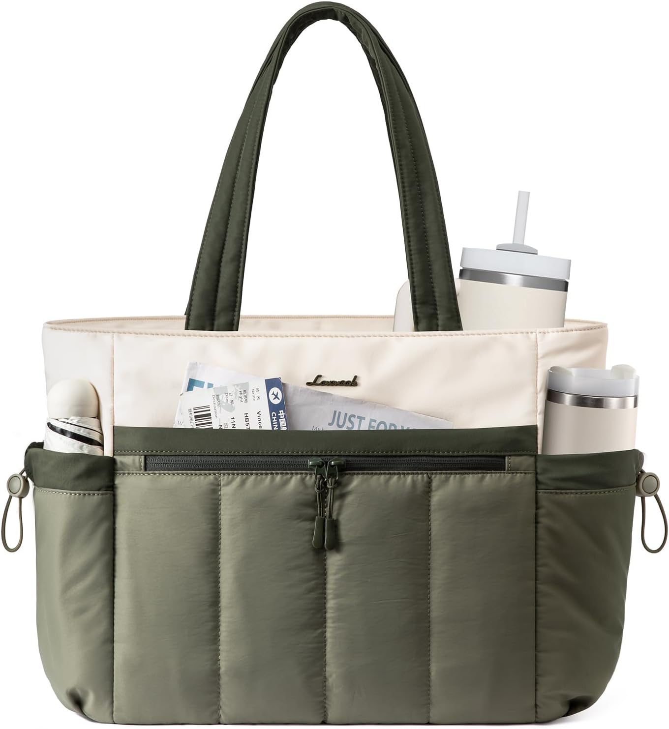 LOVEVOOK Puffer Laptop Bag for Women, Ultra-Lightweight Work Bag Tote w/Organized Compartments, 15.6/17.3“, for Travel&Work