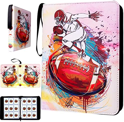 Football Card Binder 900 Pockets, Trading Card Binder 9 Pocket with 50 Removable Sleeves Fits 900 Sport Cards, 3 Ring Card Holder Binder with Zipper, Collector Storage Album