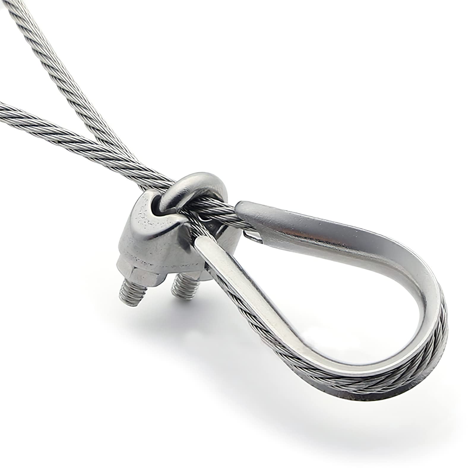 FUNSUEI 30 PCS 3/16 Inch Wire Rope Clamp Clip, M4 Stainless Steel Wire