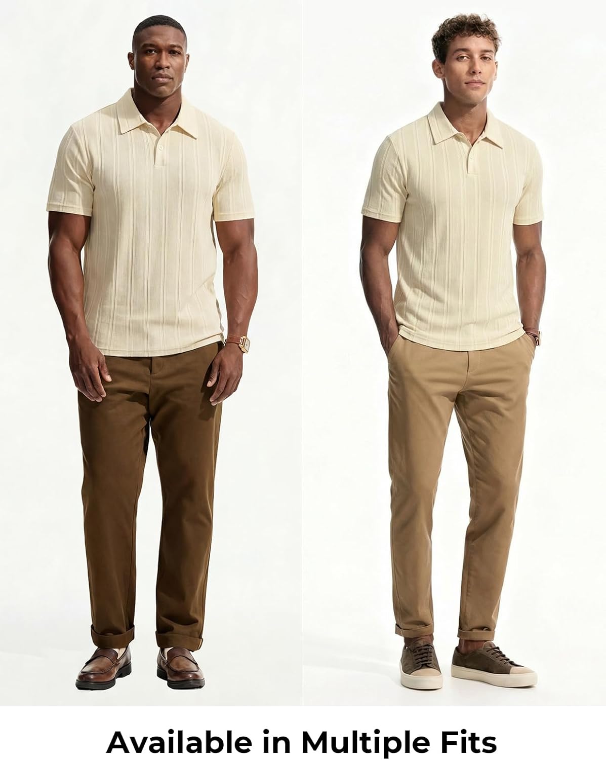 PJ PAUL JONES Mens Textured Polo Shirts Short Sleeve Casual Classic Polo Stretchy Golf Shirts