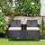Yaheetech Patio Loveseat, Outdoor Wicker Double Chair w/Side Table, PE Rattan Furniture Set for Two People, Love Seat w/2 Removable Cushions & 1 Tempered Glass Side Table, Black/Beige