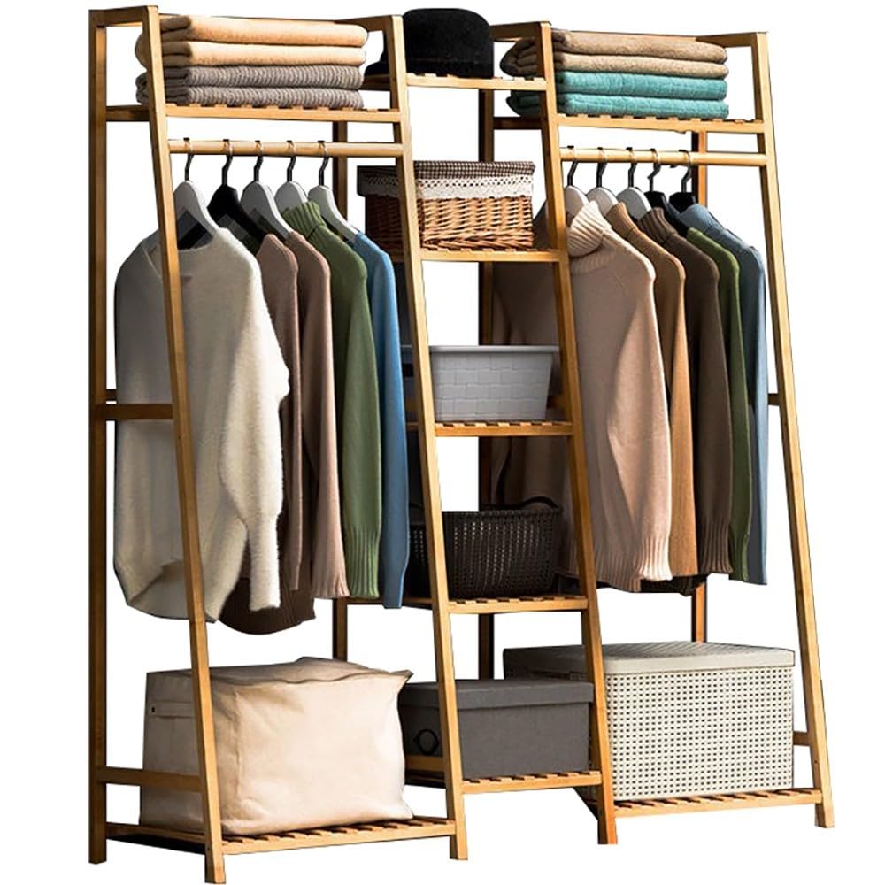 Rangement serviettes et chaussures avec cette penderie en bambou ouverte