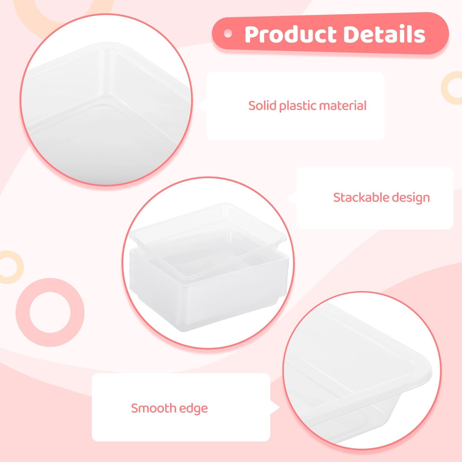 24-częściowe plastikowe tace do przechowywania sztuki, organizery do projektów DIY, sortowania koralików i przyborów szkolnych, 28 x 20 x 3 cm