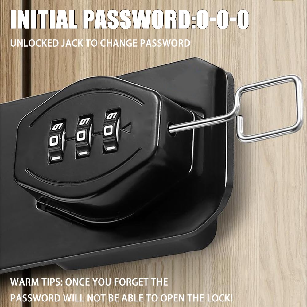 2 Piezas Cerradura Combinación Puerta Cerradura de Combinación con Codigo 3 Dígitos Pestillo de Puerta con Tornillos Cerrojo de Combinación 4 Pulgadas para Puertas Armarios Taquillas (Negro)