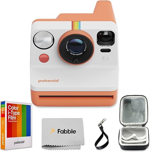 Polaroid Now Generation 3 I-Type - Paquete de cámara instantánea tipo I (coral) con película de color tipo I (8 exposiciones), funda protectora